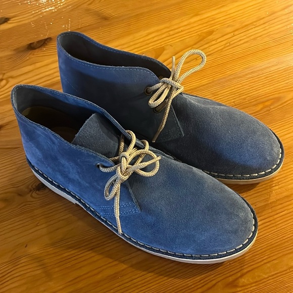 Roamers Denim Blue L777 Real Suede Leather 2 Eye Round Toe Overstitching Size 8 - Picture 1 of 13